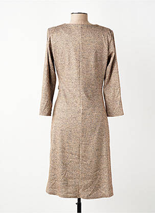 Robe mi-longue manches longues manches longues beige GEVANA femme
