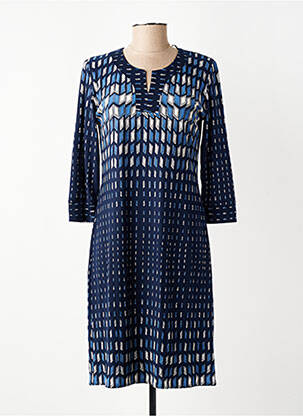 Robe mi-longue manches 3/4 manches 3/4 bleu GEVANA femme