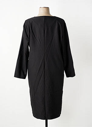 Robe mi-longue tissage crêpe manches longues noir GEVANA femme