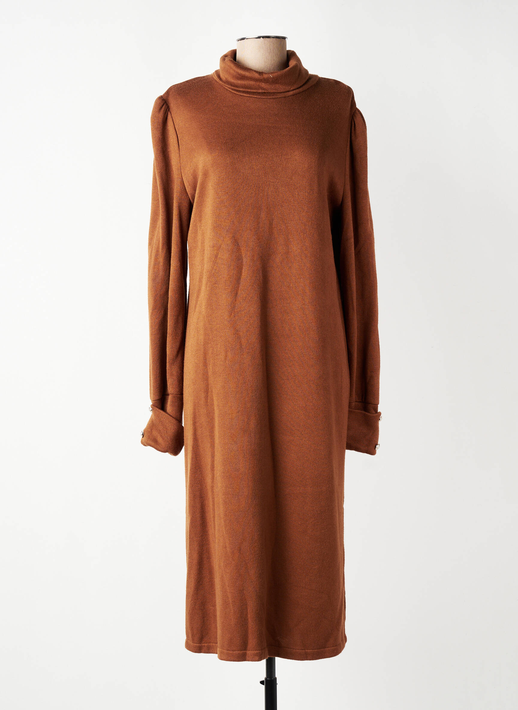 Robe pull stretch manches longues marron DIVILUNE femme