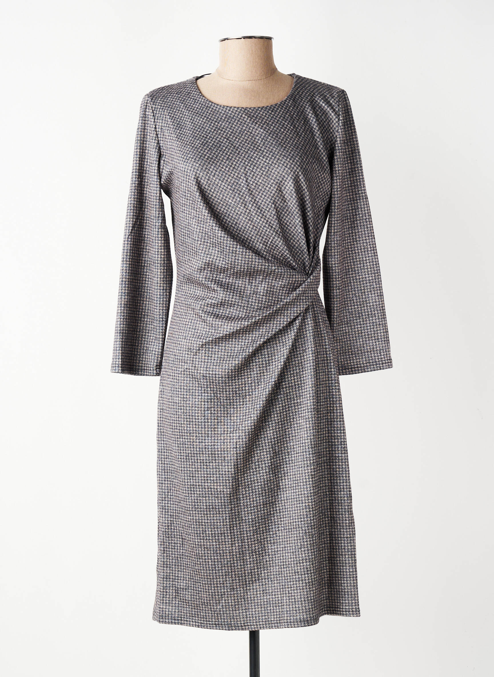 Robe mi-longue manches longues manches longues gris GEVANA femme