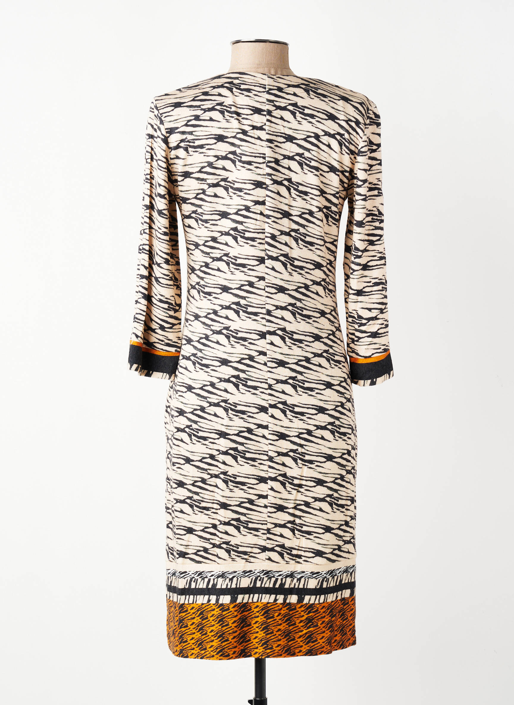 Robe mi-longue manches longues manches longues beige GEVANA femme