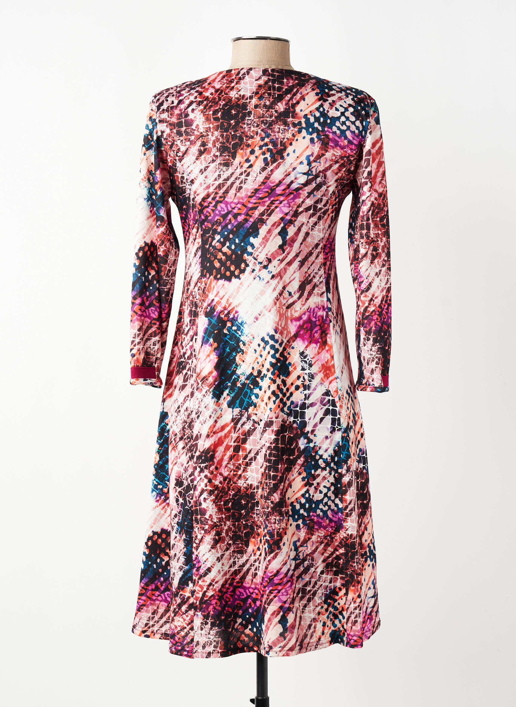 Robe mi-longue manches 3/4 manches 3/4 rose GEVANA femme