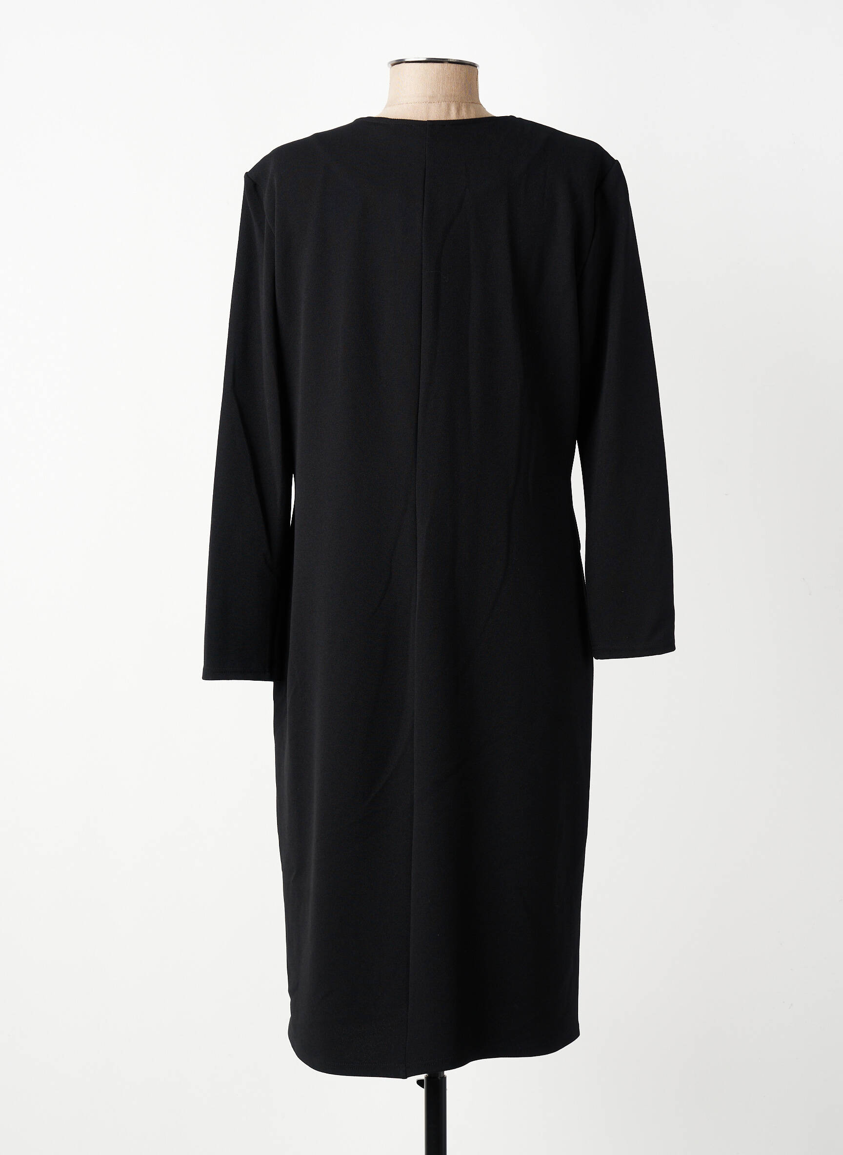 Robe mi-longue manches longues manches longues noir GEVANA femme