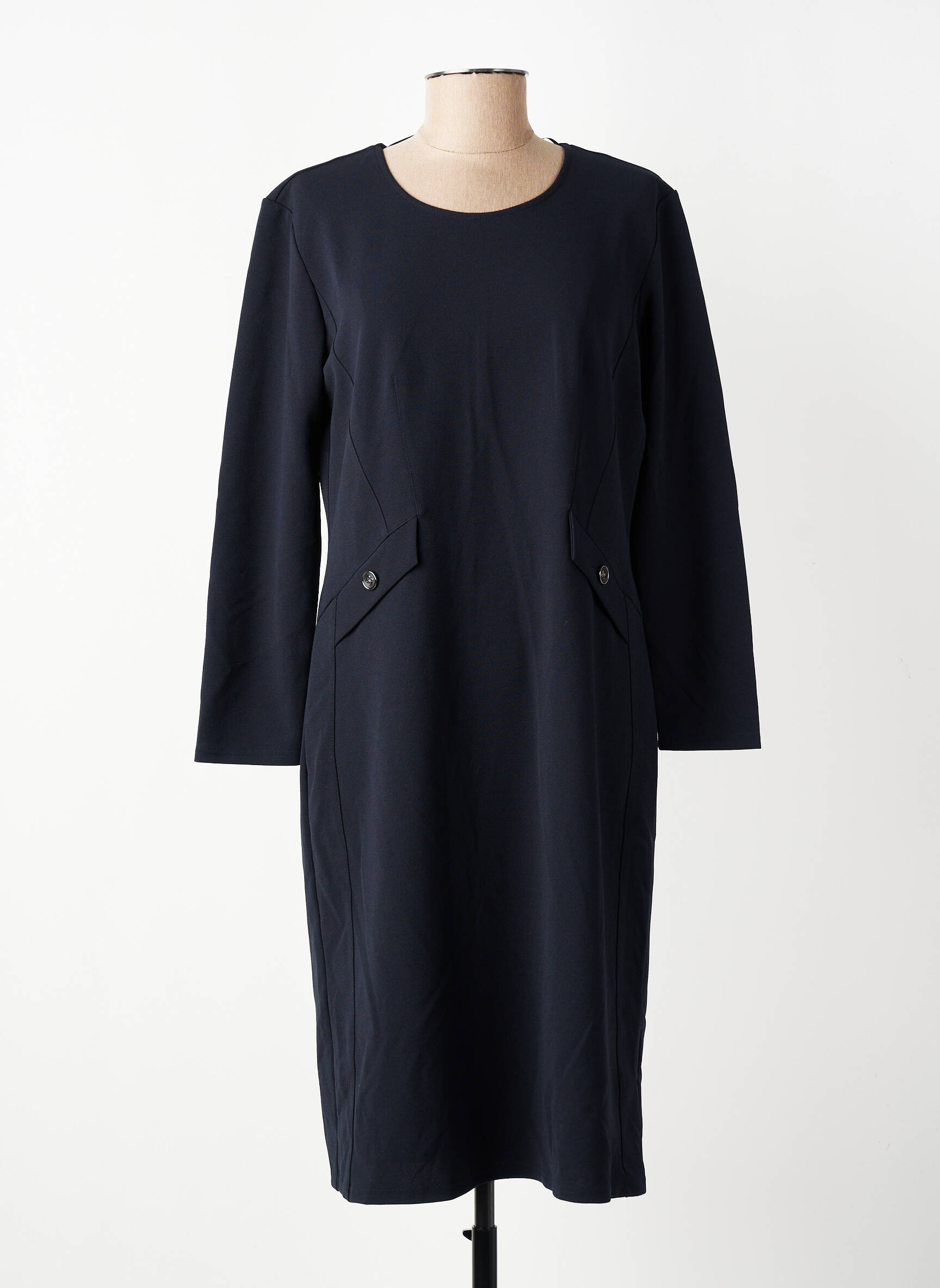 Robe mi-longue manches longues manches longues bleu GEVANA femme