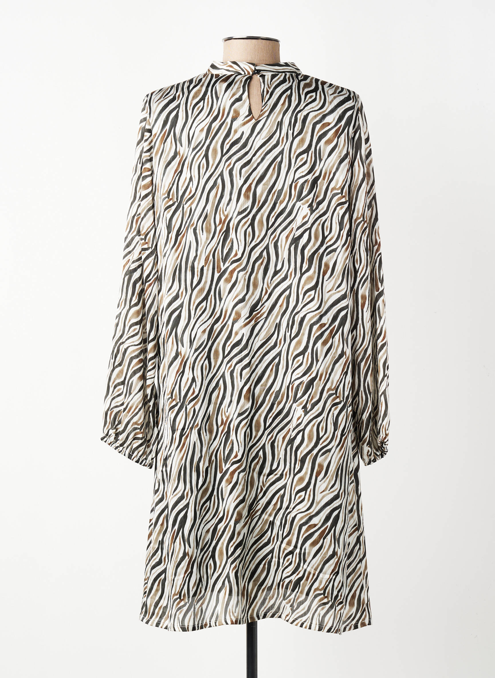 Robe mi-longue coupe fluide manches longues vert GEVANA femme