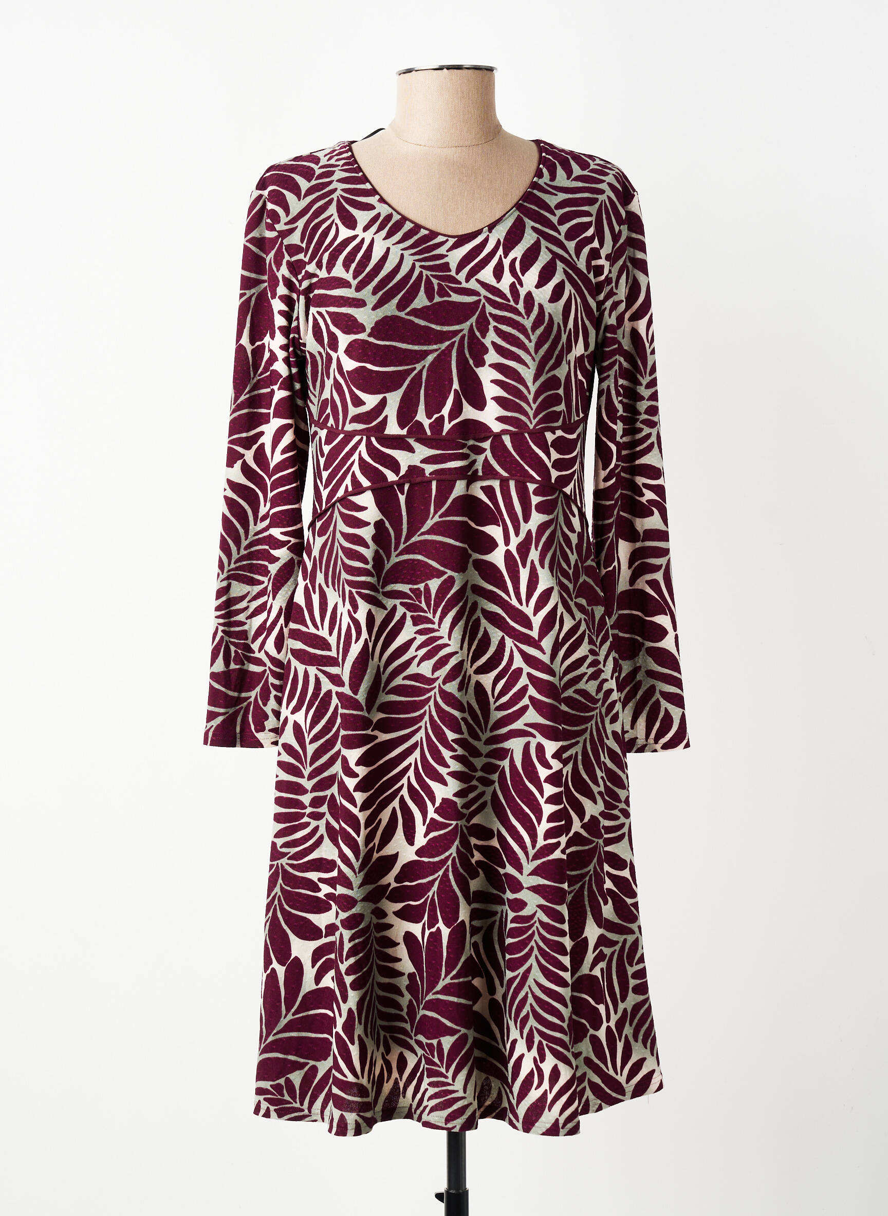 Robe mi-longue manches longues manches longues violet GEVANA femme