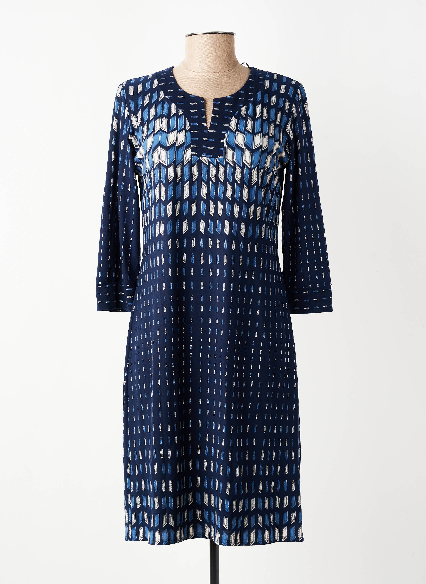 Robe mi-longue manches 3/4 manches 3/4 bleu GEVANA femme