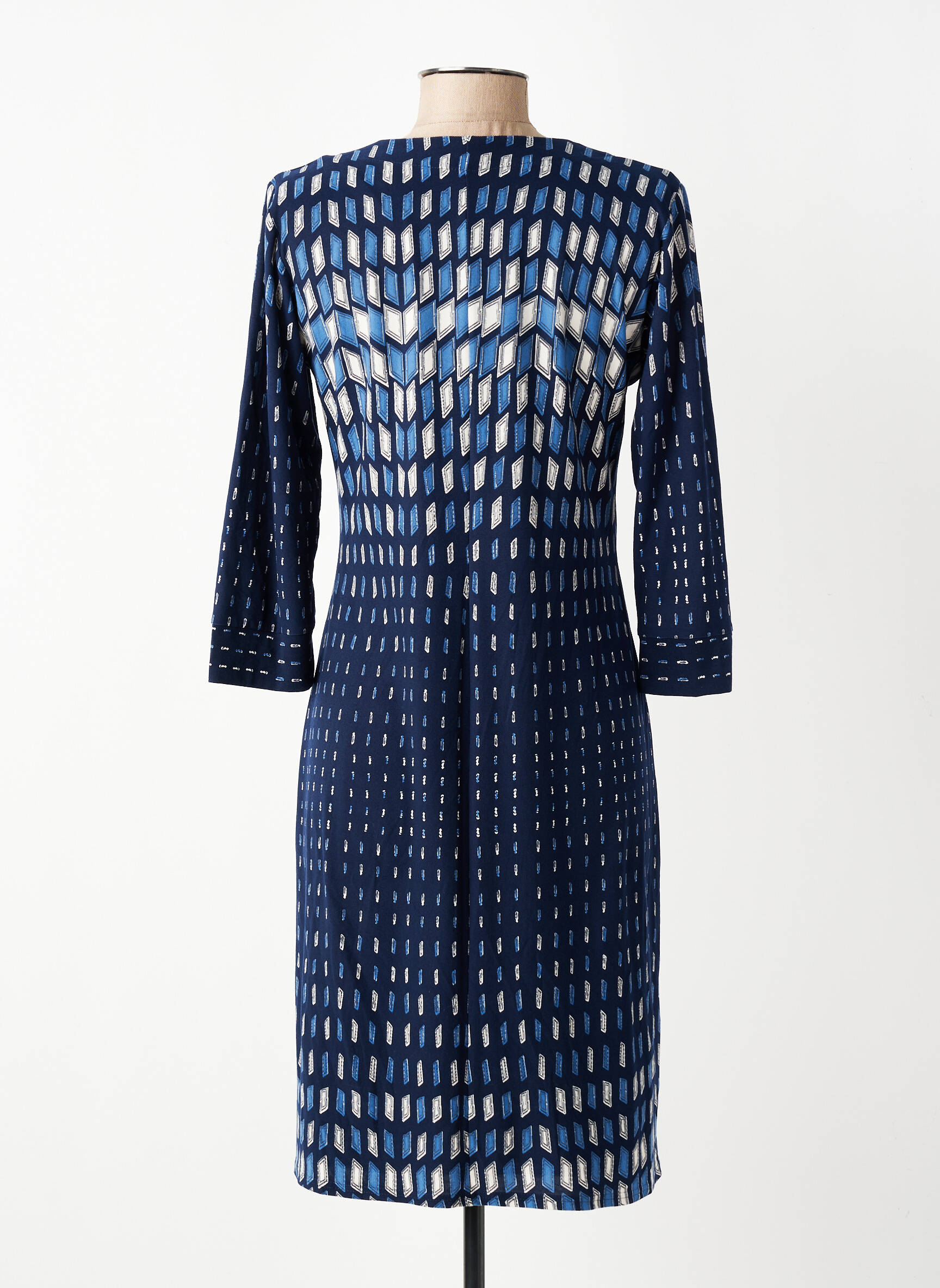 Robe mi-longue manches 3/4 manches 3/4 bleu GEVANA femme
