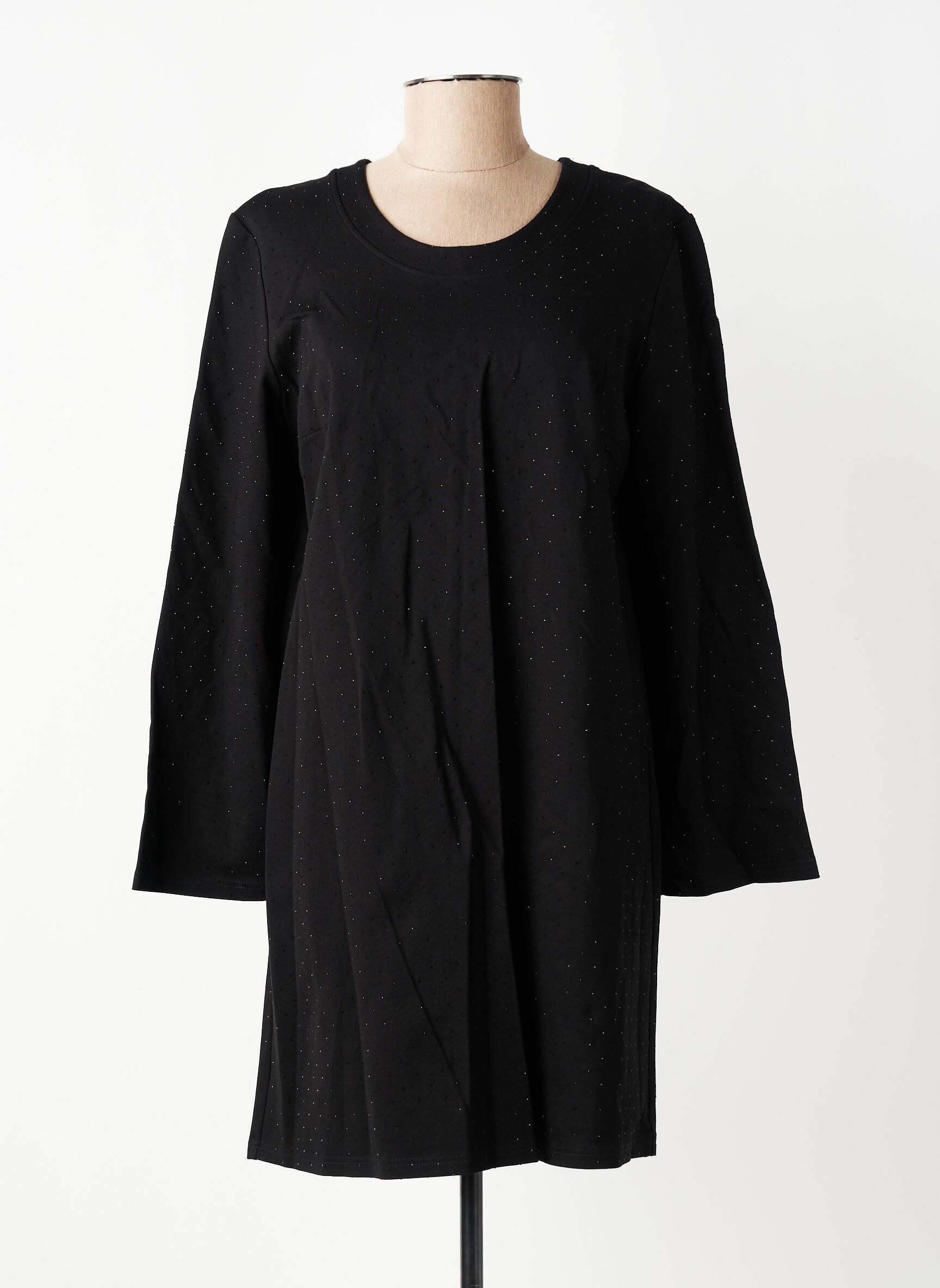Robe courte manches longues manches longues noir GEVANA femme