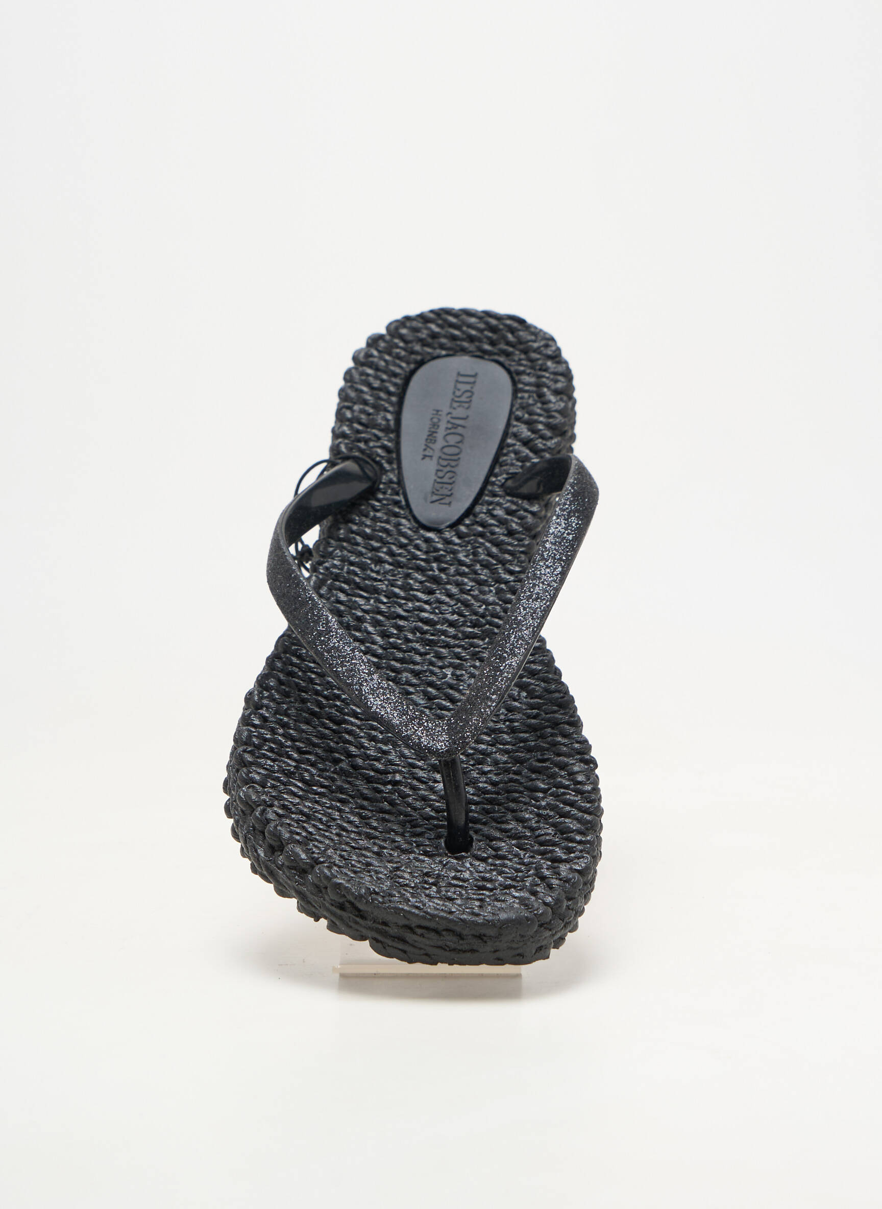 Tongs bout ouvert talon plat jusqu'à 3cm noir ILSE JACOBSEN femme