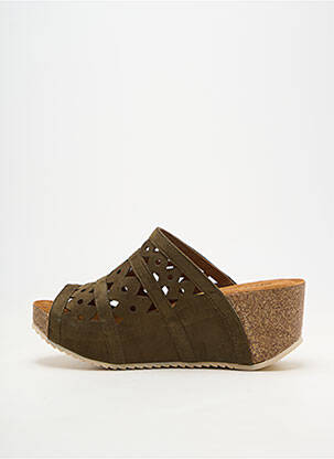 Mules/sabots bout ouvert talon de 4 à 6cm vert CHATTAWAK femme