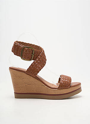 Sandales/nu pieds matière lisse talon de 7 à 9cm marron CHATTAWAK femme