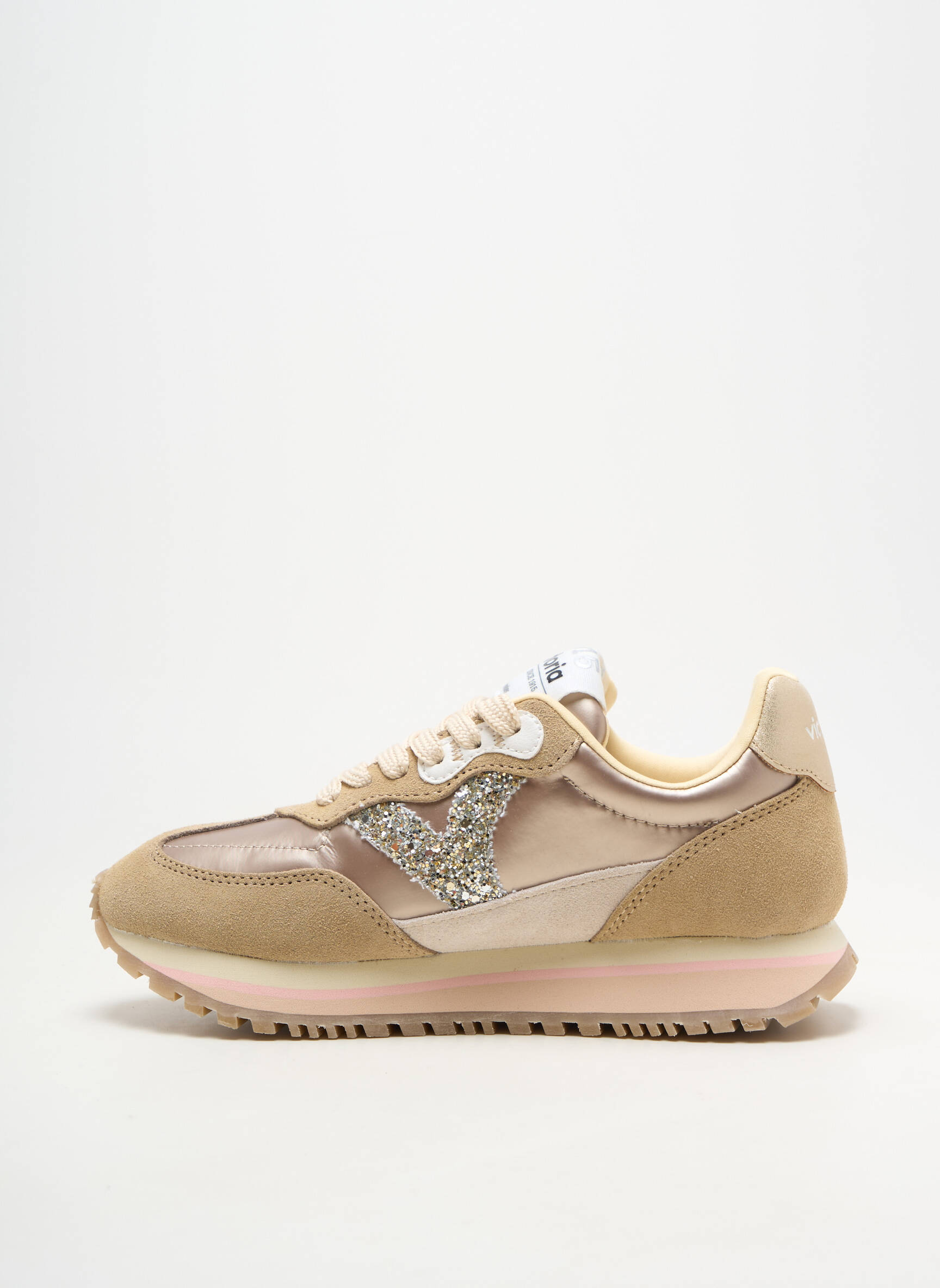 Baskets matière lisse talon plat jusqu'à 3cm rose VICTORIA femme