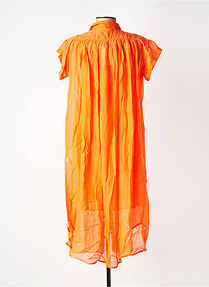 Robe mi-longue coupe fluide manches courtes orange HOD femme