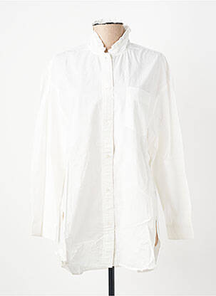 Chemisier tissage popeline manches longues blanc HOD femme