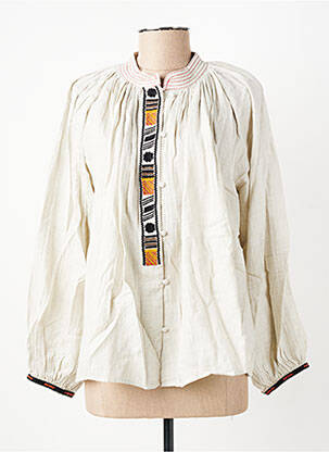 Chemisier col mao manches longues beige HOD femme