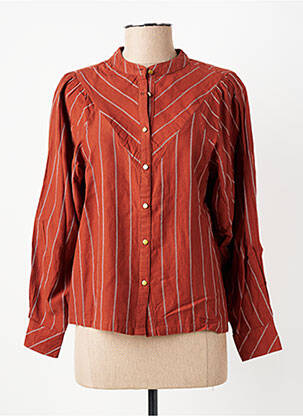 Chemisier col mao manches longues marron MKT STUDIO femme