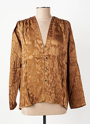 Chemisier coupe droite manches longues marron ROSEANNA femme