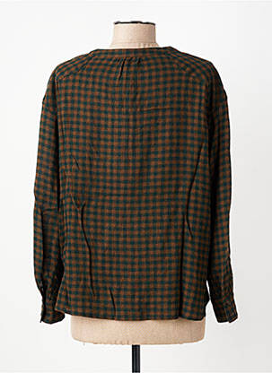 Blouse tissage popeline manches longues marron HOD femme