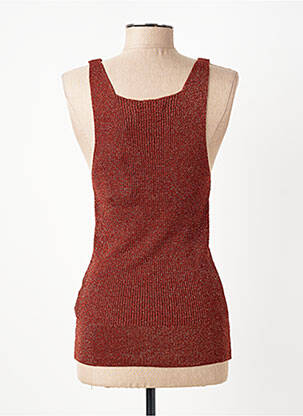 Pull col v sans manche marron HOD femme
