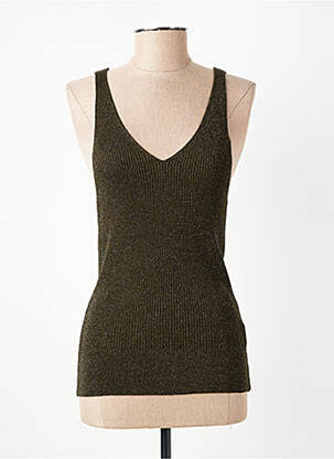 Pull col v sans manche vert HOD femme