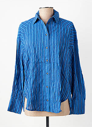 Chemisier coupe cintrée manches longues bleu HOD femme