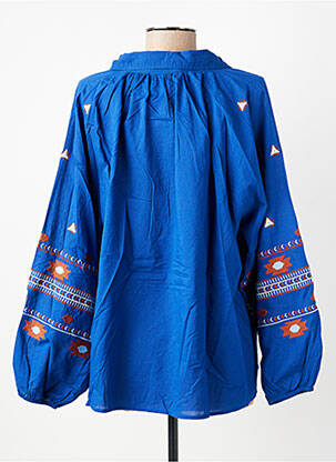 Blouse tissage popeline manches longues bleu HOD femme