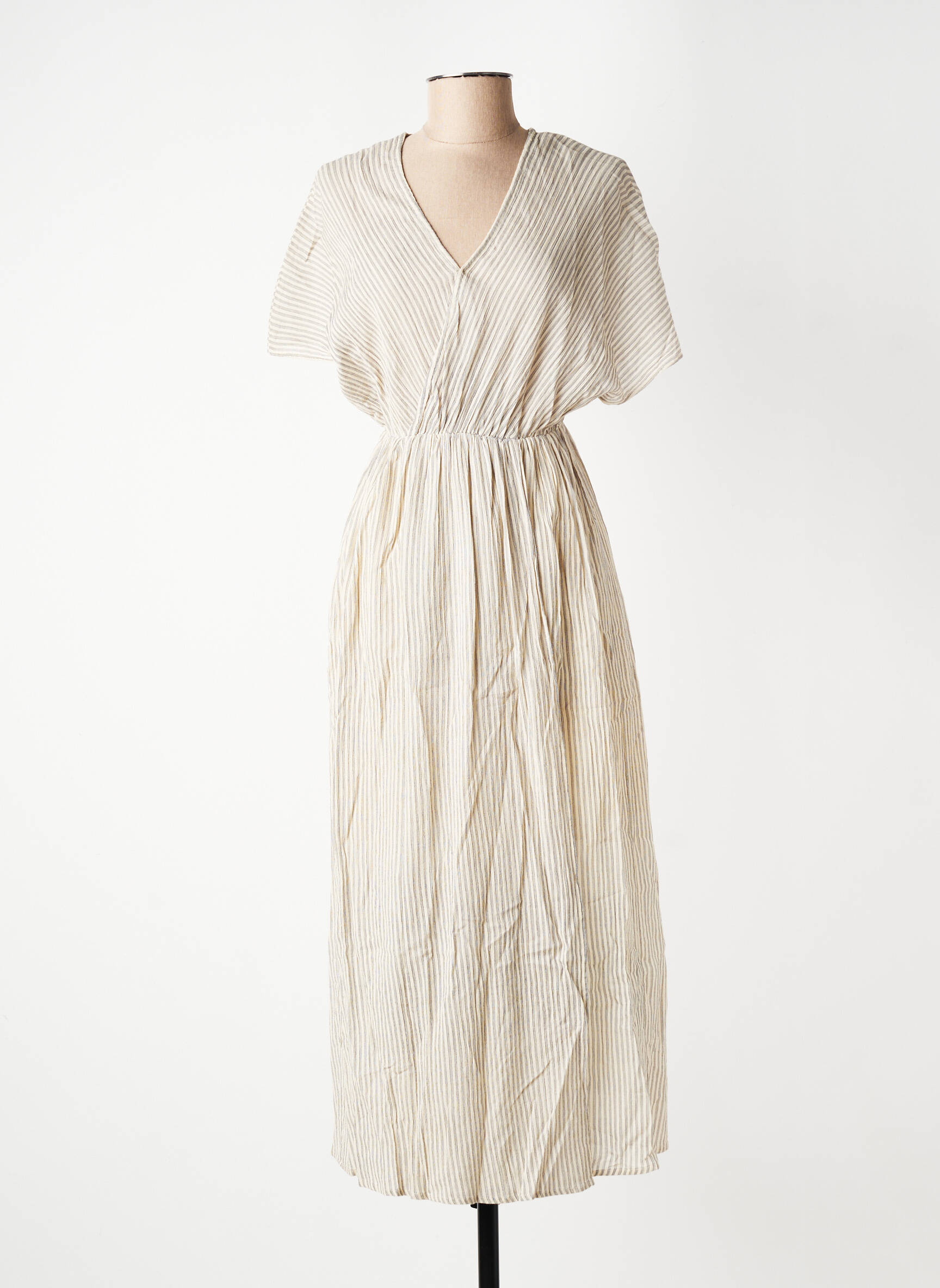 Robe longue manches courtes manches courtes blanc HOD femme