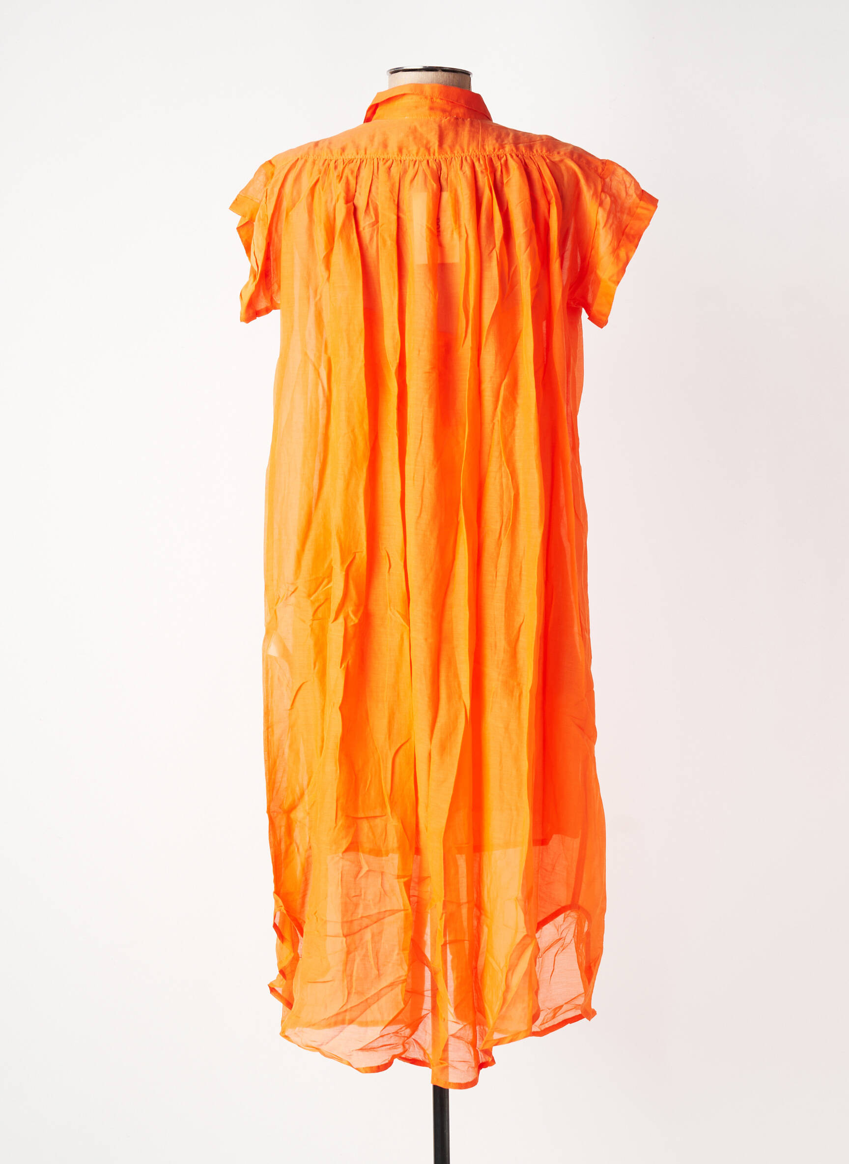 Robe mi-longue coupe fluide manches courtes orange HOD femme