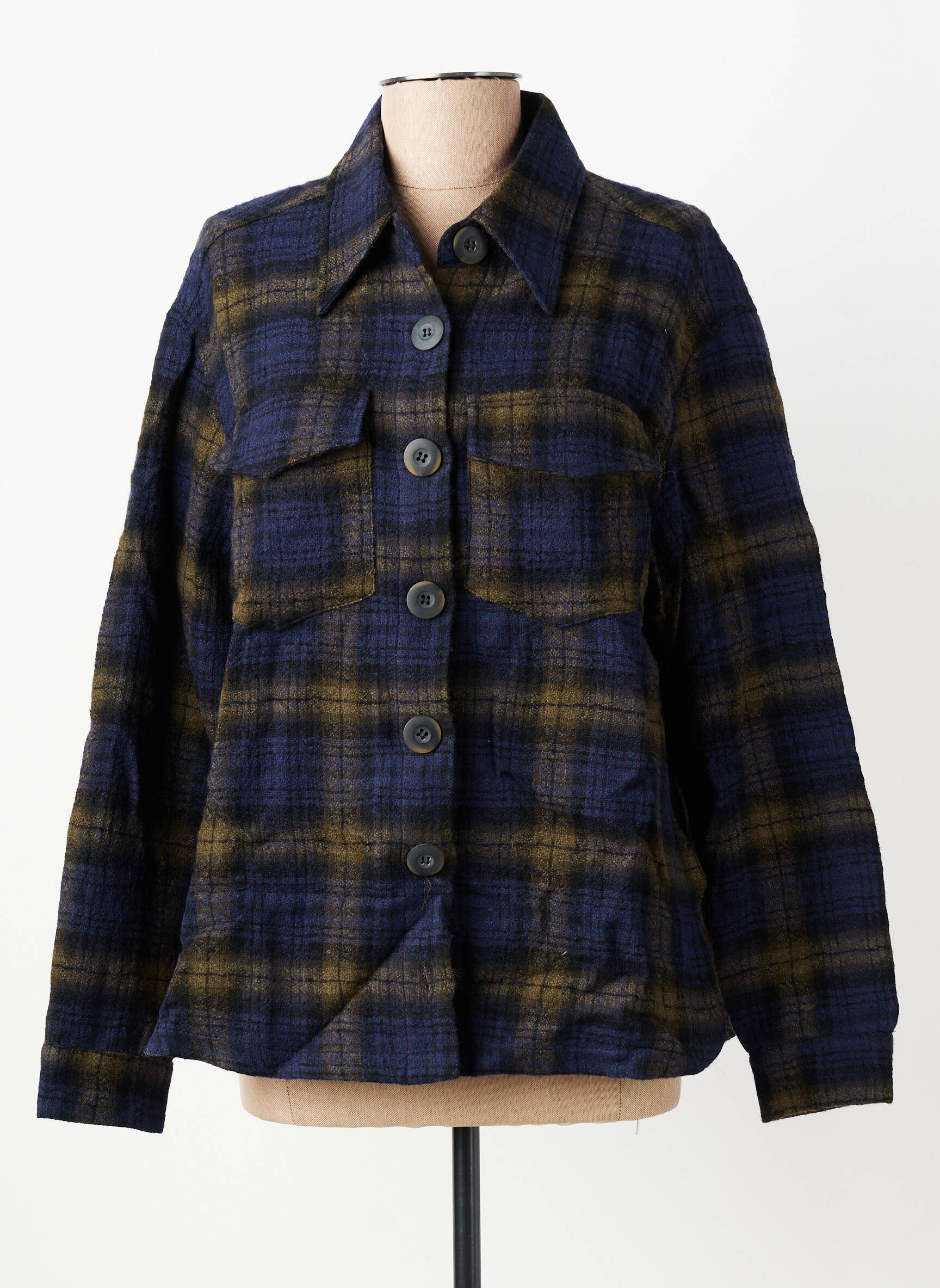 Veste casual poignets boutonnés avec fente bleu HOD femme