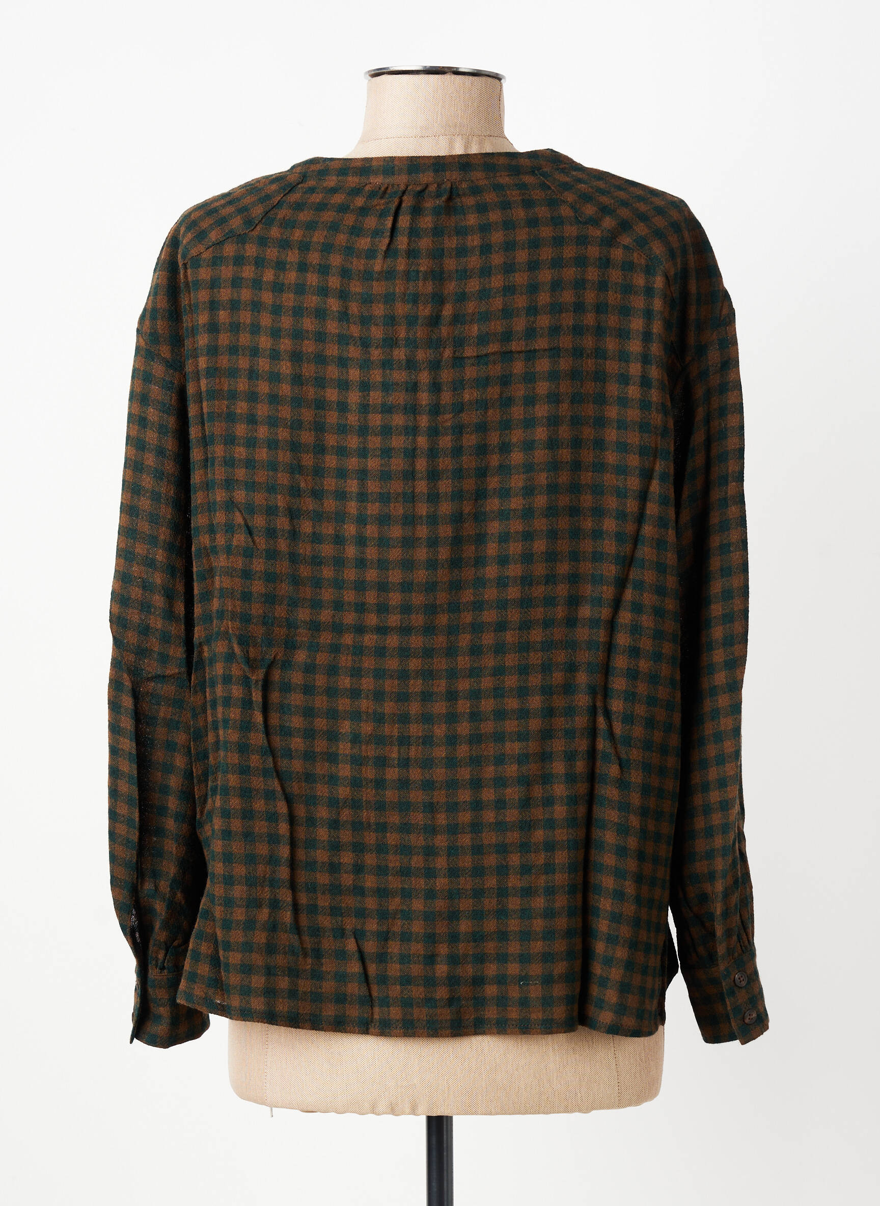 Blouse tissage popeline manches longues marron HOD femme