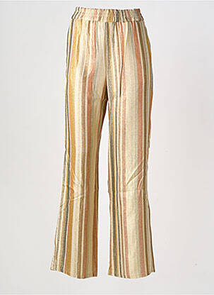 Pantalon large tissage crêpe taille haute jaune HOD femme