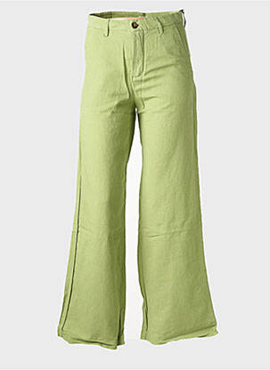 Pantalon chino fermeture zippée sous rabat boutonné taille haute vert HOD femme