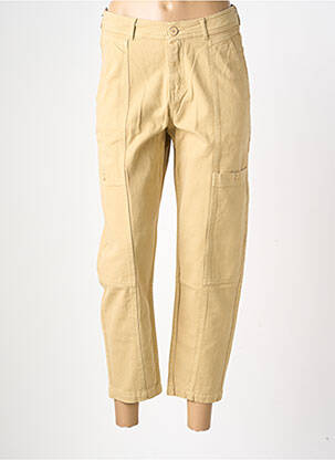 Pantalon 7/8 fermeture zippée sous rabat boutonné taille normale beige FIVE femme