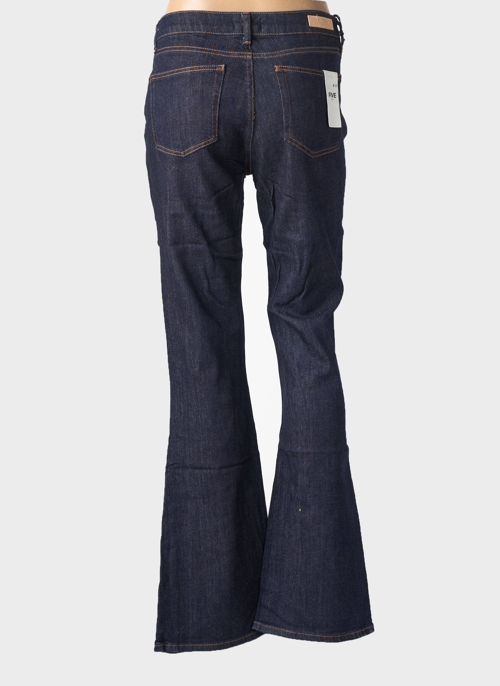 Jean coupe flare sélection denim taille haute bleu FIVE femme