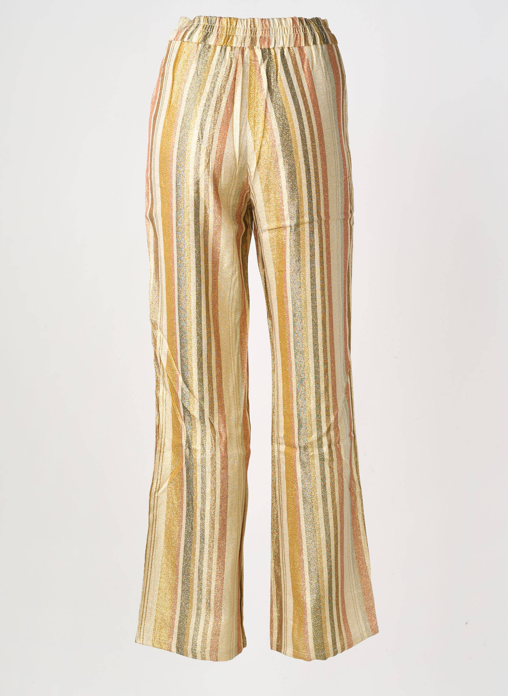 Pantalon large tissage crêpe taille haute jaune HOD femme