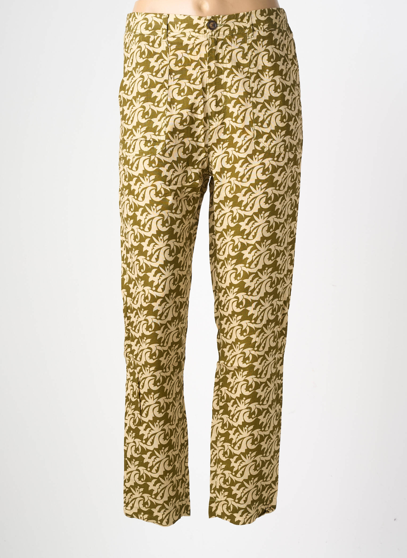 Pantalon slim taille élastique taille normale vert HOD femme