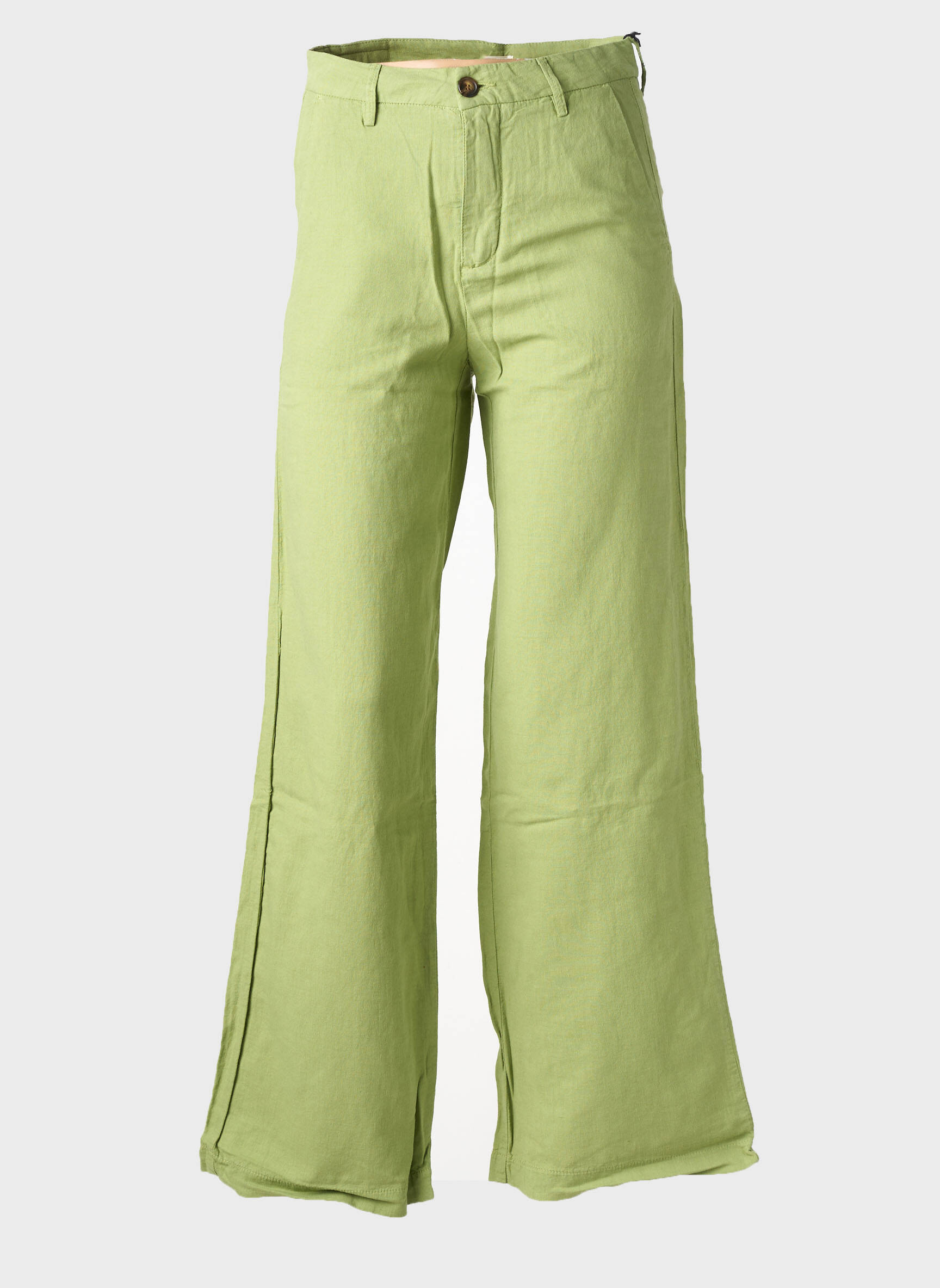Pantalon chino fermeture zippée sous rabat boutonné taille haute vert HOD femme