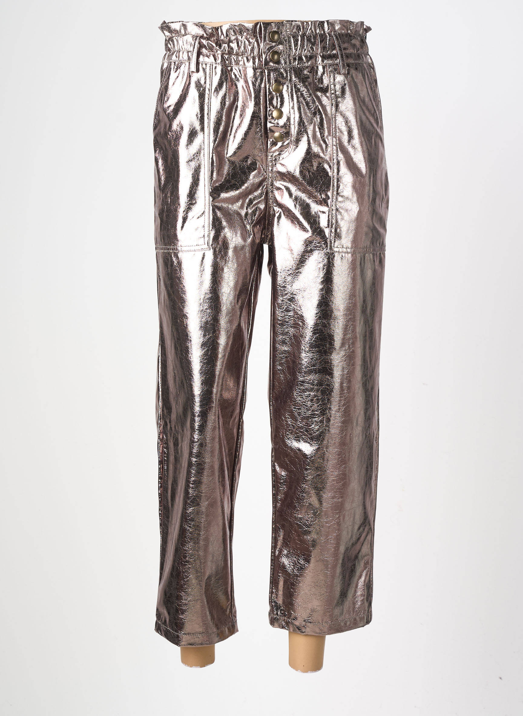 Pantalon slim taille haute taille haute argent HOD femme