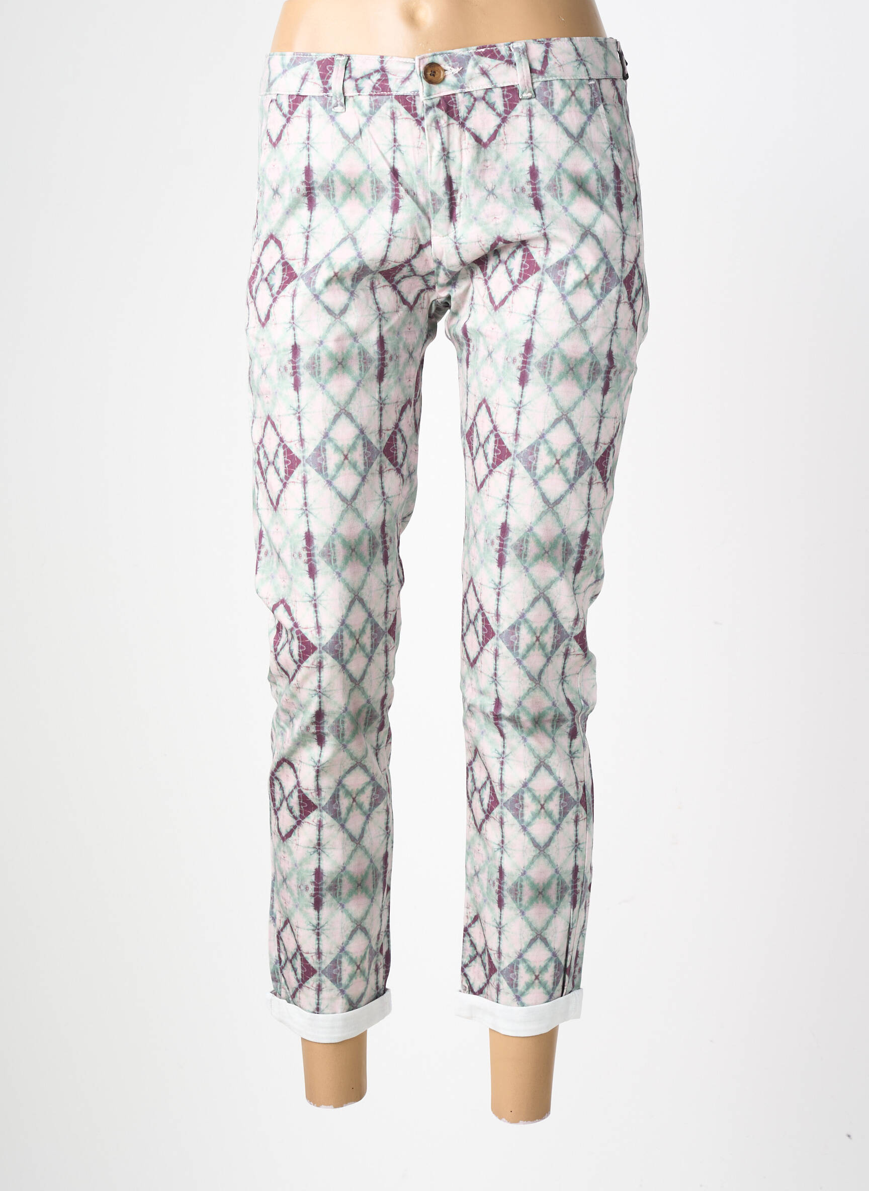 Pantalon 7/8 stretch taille normale vert HOD femme