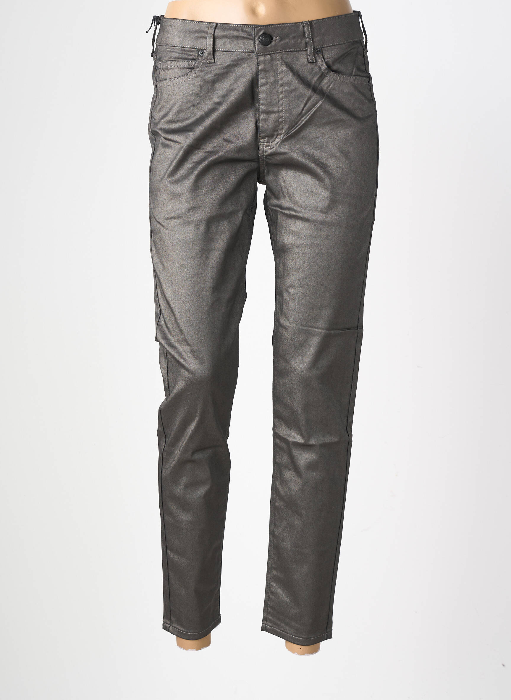 Pantalon slim tissage enduit taille normale gris FIVE femme