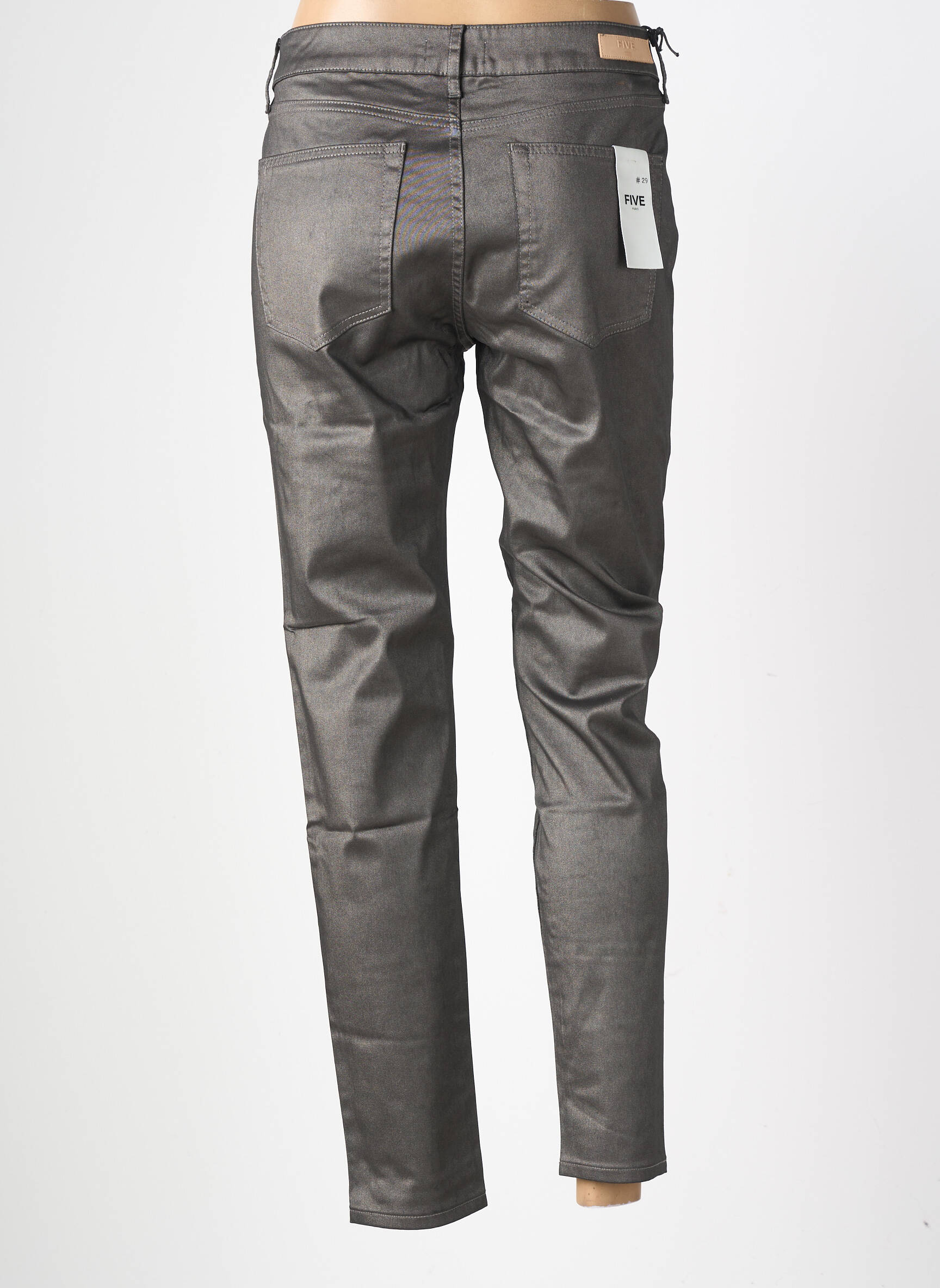 Pantalon slim tissage enduit taille normale gris FIVE femme