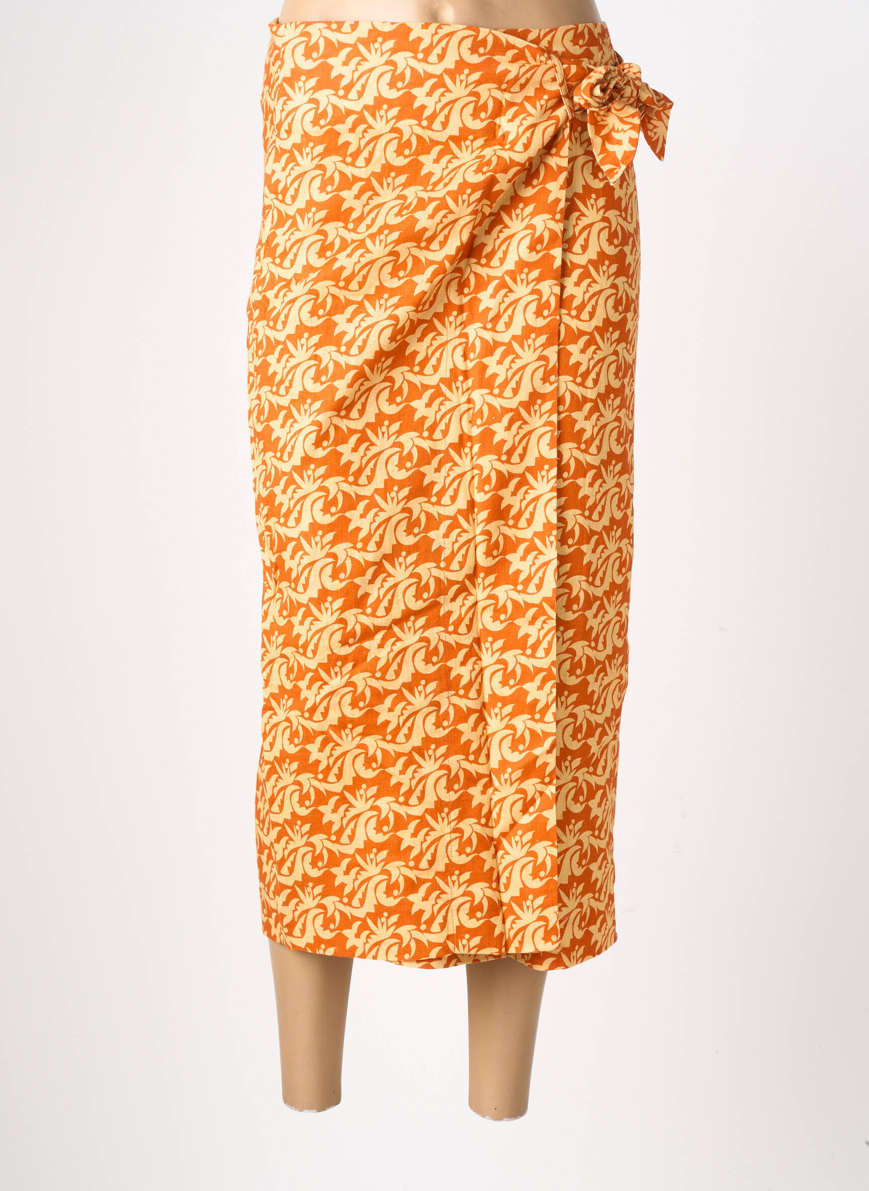 Jupe longue imprimé fantaisie orange HOD femme
