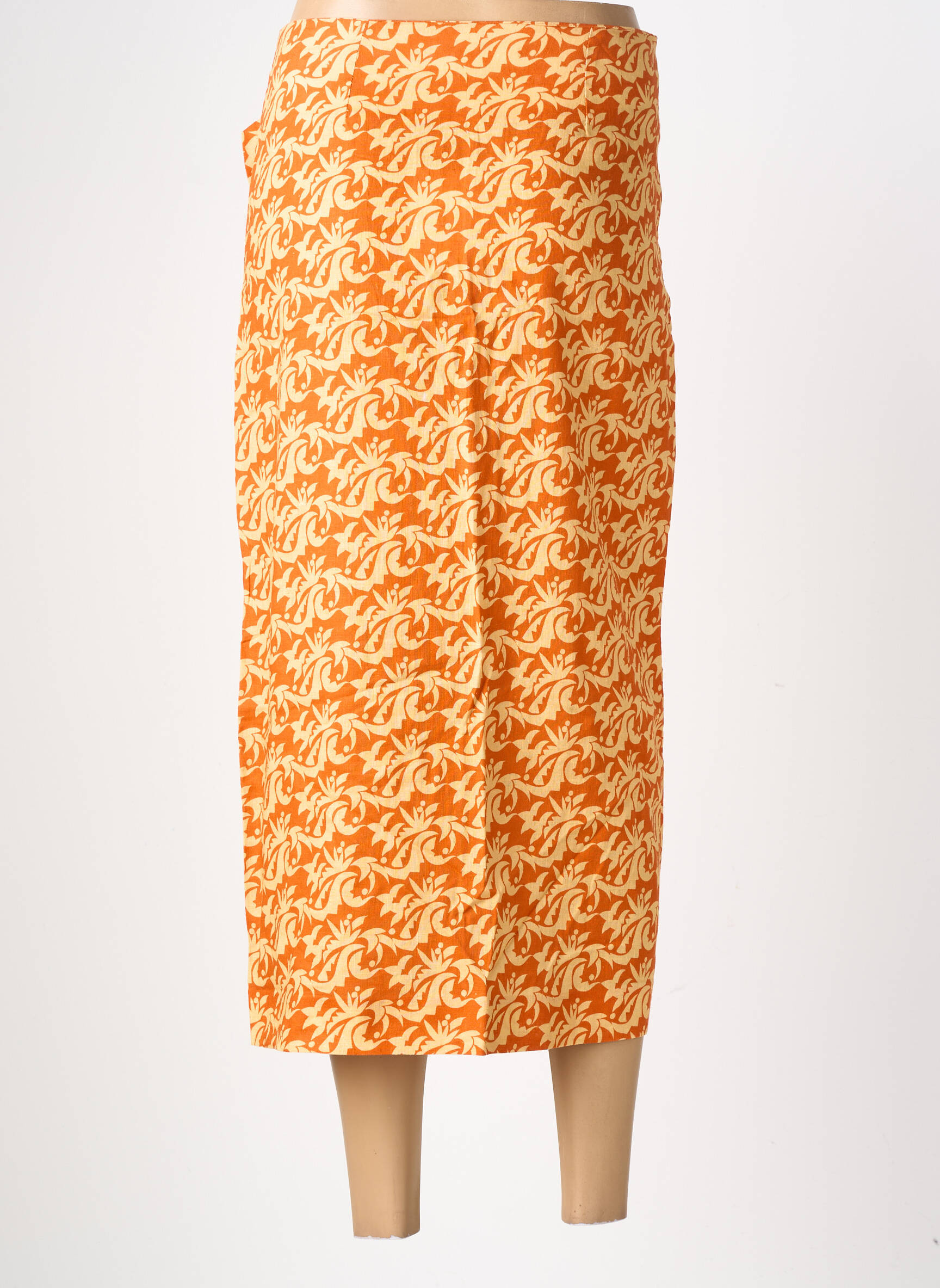 Jupe longue imprimé fantaisie orange HOD femme