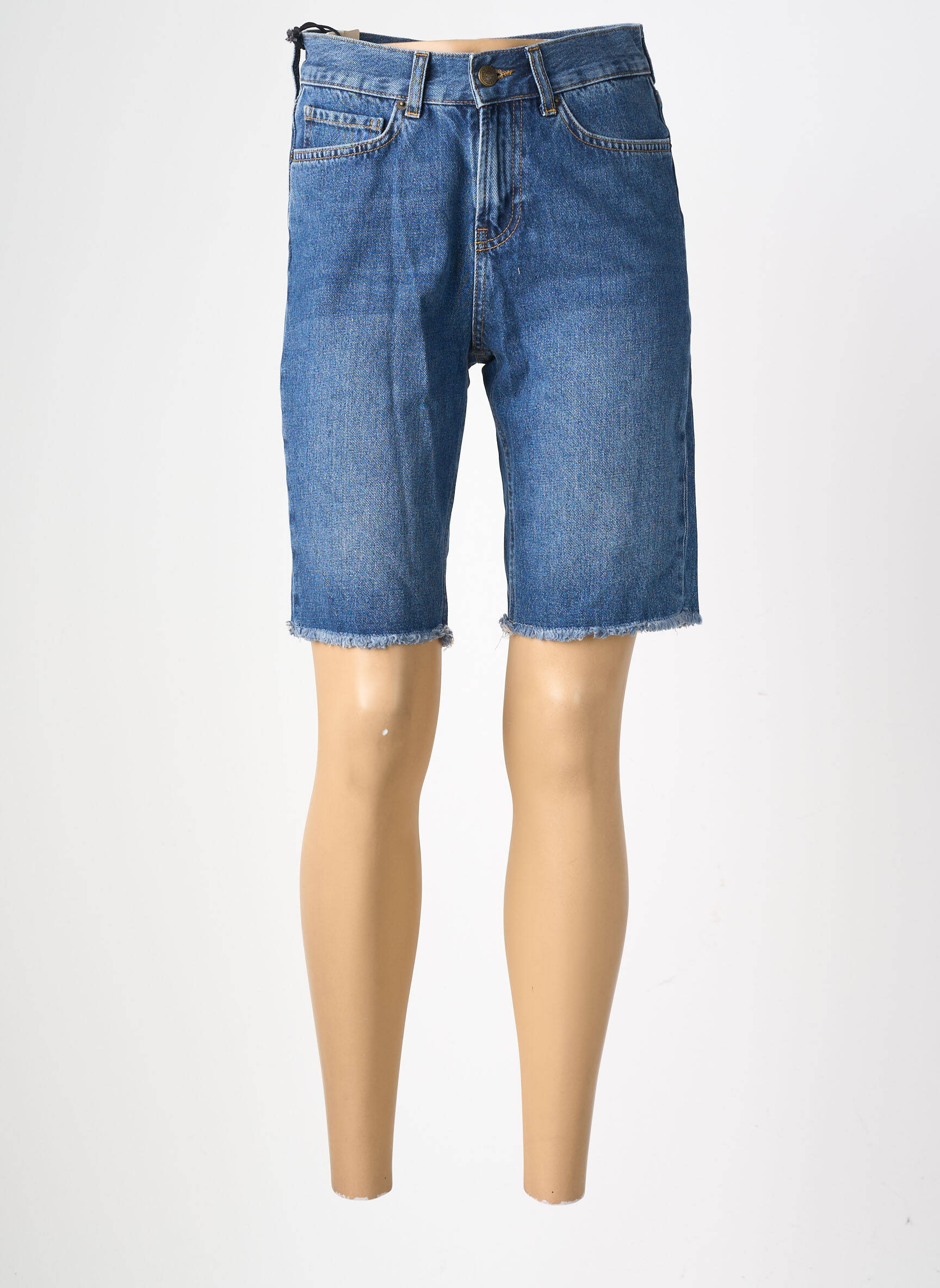 Short tissage denim taille haute bleu FIVE femme