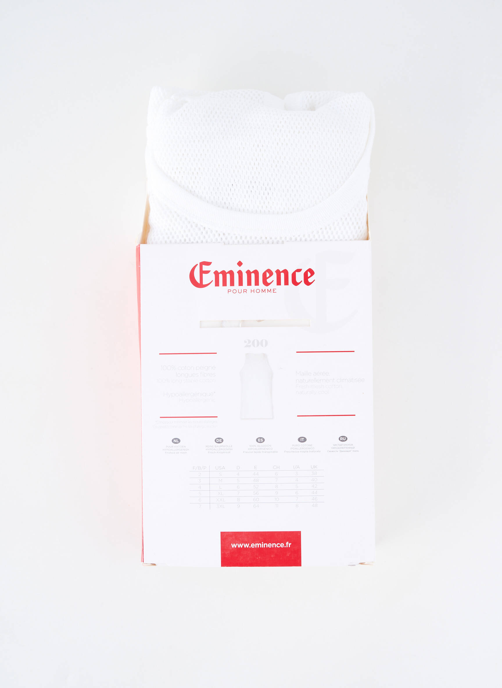 Débardeur coupe droite sans manche blanc EMINENCE homme