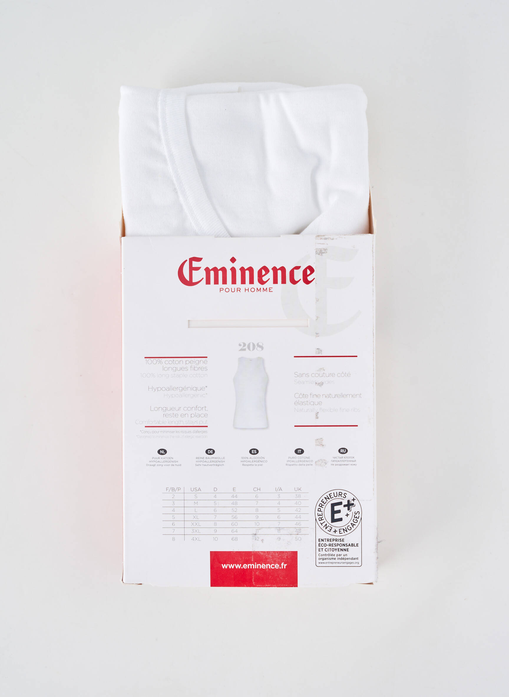 Débardeur coupe cintrée sans manche blanc EMINENCE homme