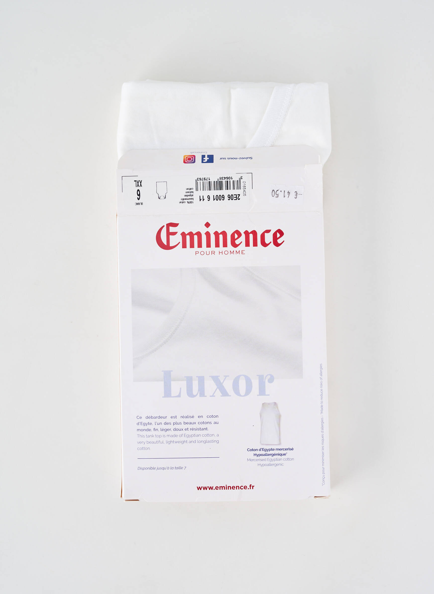 Débardeur coupe cintrée sans manche blanc EMINENCE homme