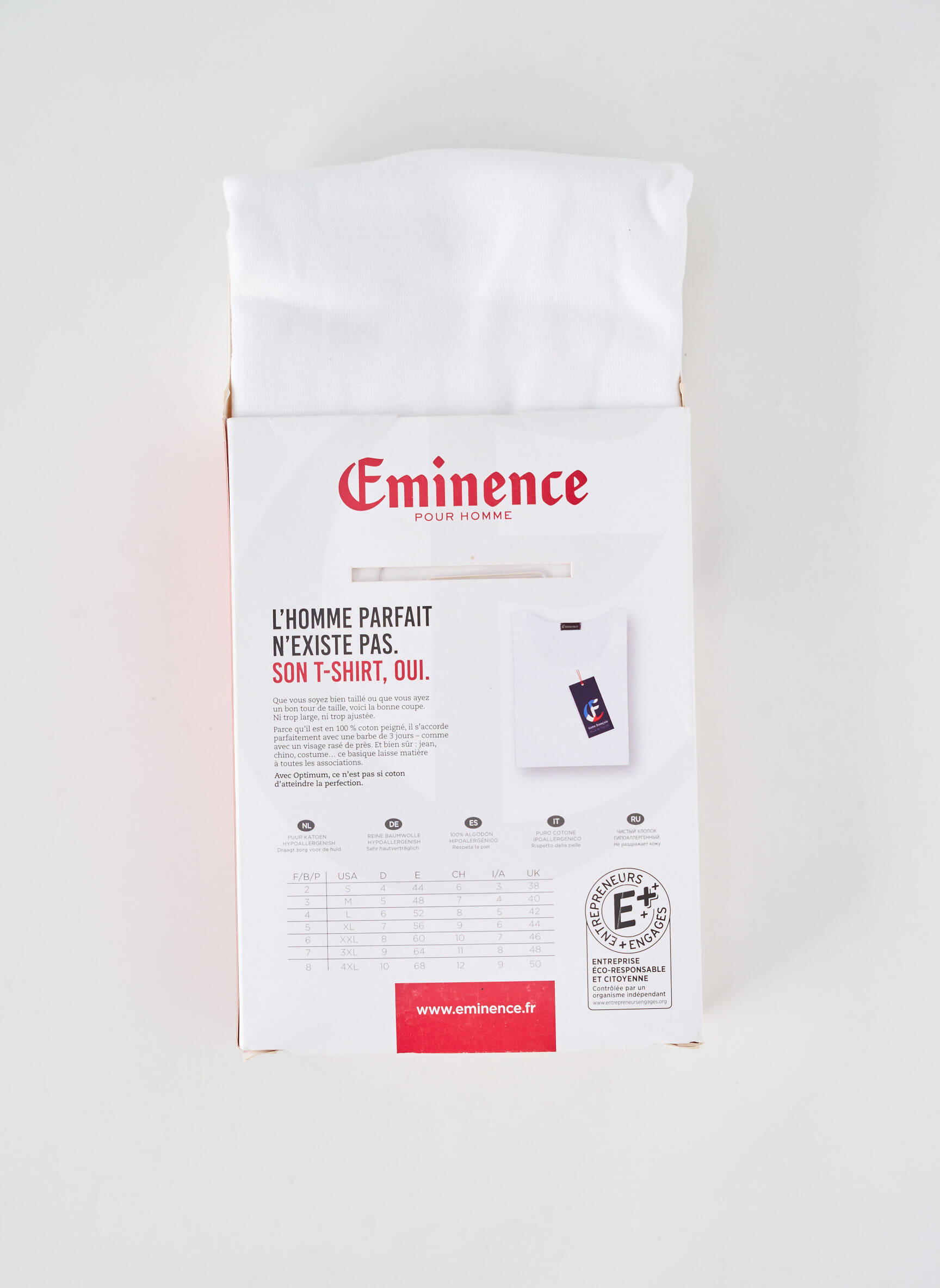 T-shirt stretch manches courtes blanc EMINENCE homme